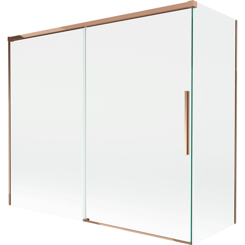 Mexen Rox parawan nawannowy 2-skrzydłowy rozsuwany 180 + 80 x 150 cm, transparent, różowe złoto - 8C9-180-080-60-00