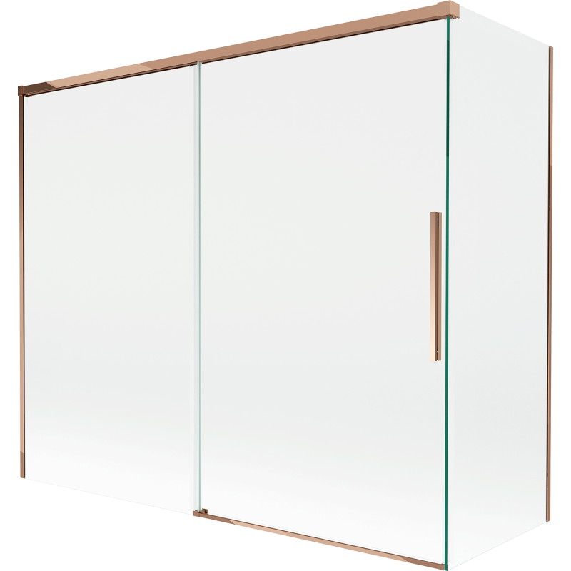 Mexen Rox vannitoa vahesein, 2-tiivaline, laiendatav 180 + 90 x 150 cm, läbipaistev, roosa kuld - 8C9-180-090-60-00