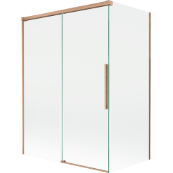 Mexen Rox divisória de banho de 2 painéis deslizante 120 + 70 x 150 cm, transparente, cobre escovado - 8C9-120-070-65-00