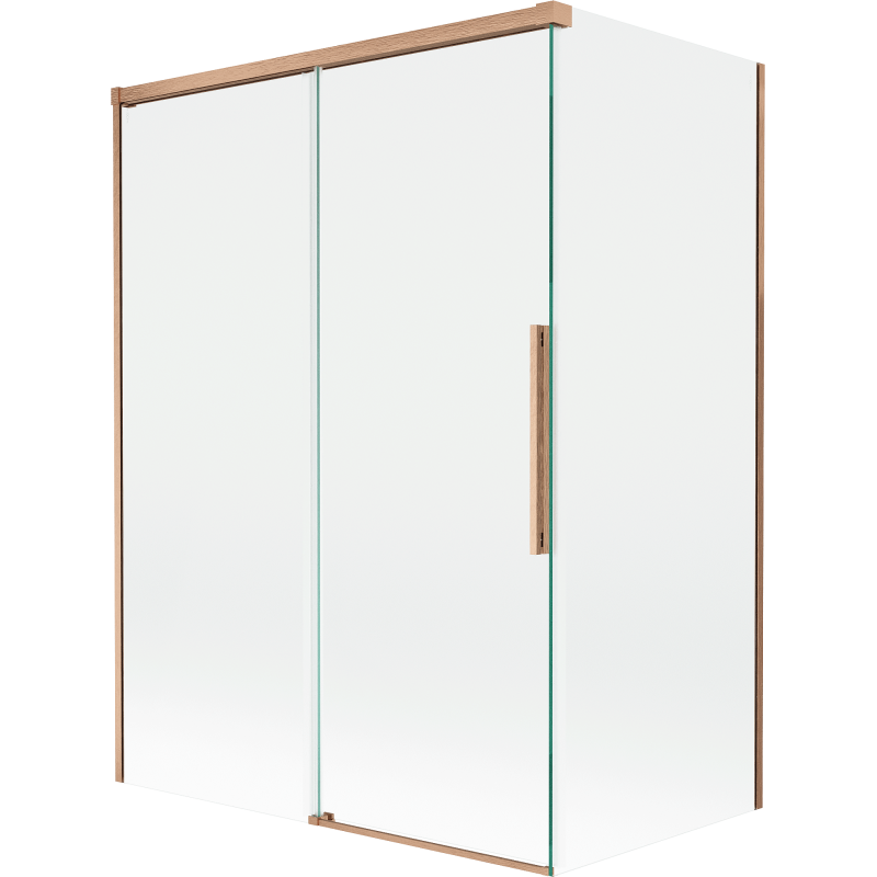 Mexen Rox Badewannenabtrennung 2-flügelig verschiebbar 120 + 70 x 150 cm, transparent, gebürstetes Kupfer - 8C9-120-070-65-00