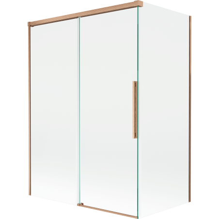 Mexen Rox Badewannenabtrennung 2-flügelig verschiebbar 120 + 70 x 150 cm, transparent, gebürstetes Kupfer - 8C9-120-070-65-00