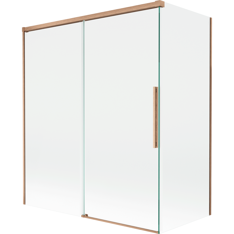 Mexen Rox parawan nawannowy 2-skrzydłowy rozsuwany 140 + 70 x 150 cm, transparent, miedż szczotkowana - 8C9-140-070-65-00
