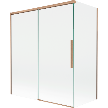 Mexen Rox badwand 2-delig verschuifbaar 140 + 70 x 150 cm, transparant, geborsteld koper - 8C9-140-070-65-00