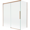Mexen Rox badwand 2-delig verschuifbaar 140 + 70 x 150 cm, transparant, geborsteld koper - 8C9-140-070-65-00