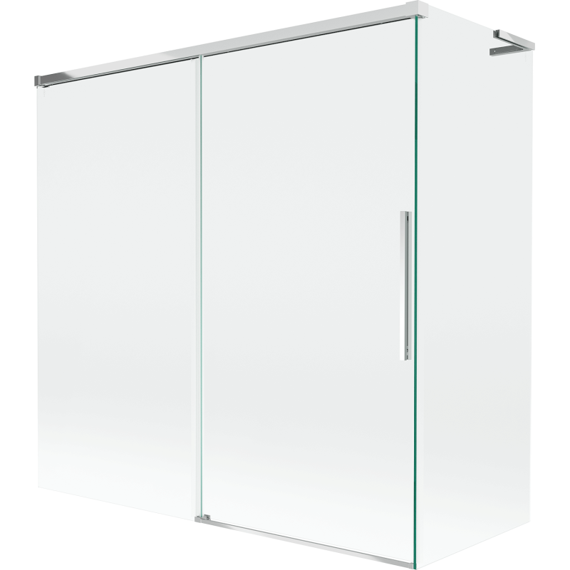 Mexen Rox L badwand 2-delig schuifbaar 160 + 80 x 150 cm, transparant, chroom - 8C9L-160-080-01-00