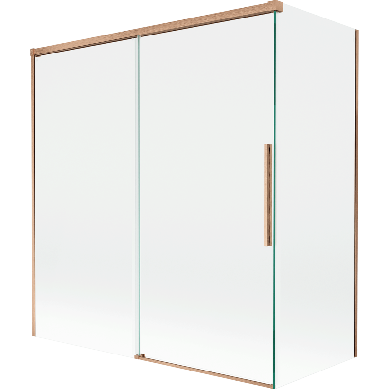 Mexen Rox parawan nawannowy 2-skrzydłowy rozsuwany 150 + 70 x 150 cm, transparent, miedż szczotkowana - 8C9-150-070-65-00