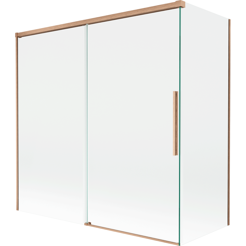 Mexen Rox divisória de banheira deslizante 2 painéis 160 + 70 x 150 cm, transparente, cobre escovado - 8C9-160-070-65-00