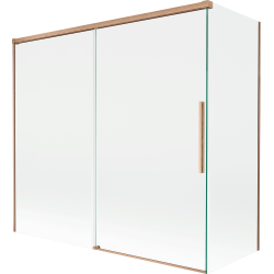 Mexen Rox parawan nawannowy 2-skrzydłowy rozsuwany 170 + 70 x 150 cm, transparent, miedż szczotkowana - 8C9-170-070-65-00