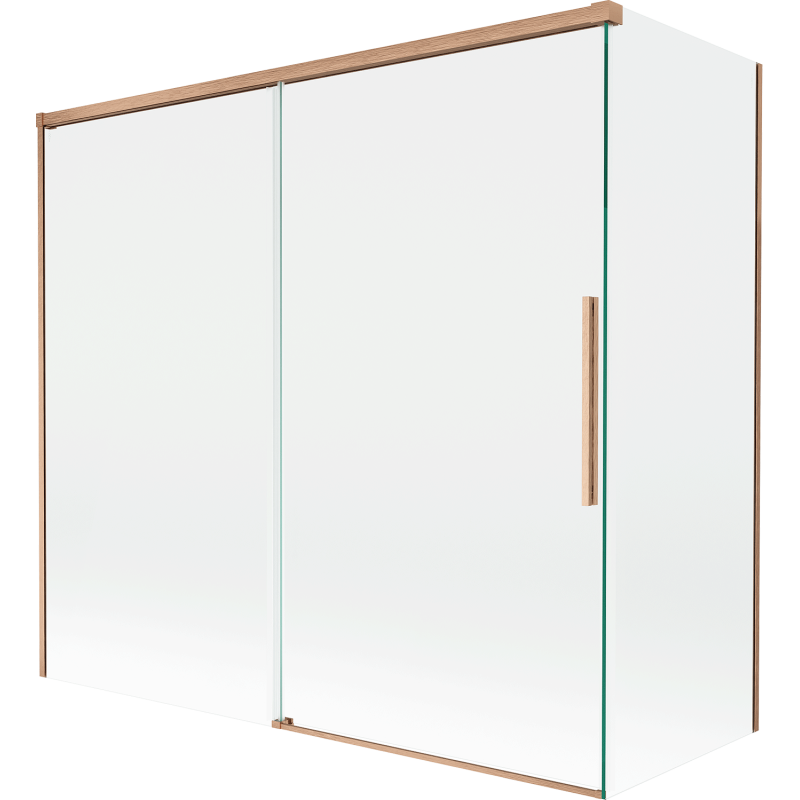 Mexen Rox Duschtrennwand, 2-flügelig verschiebbar 170 + 70 x 150 cm, transparent, gebürstetes Kupfer - 8C9-170-070-65-00