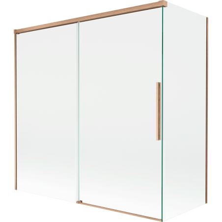 Mexen Rox 2-flügelige verschiebbare Badewannenabtrennung 160 + 75 x 150 cm, transparent, gebürstetes Kupfer - 8C9-160-075-65-00