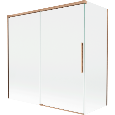 Mexen Rox parawan nawannowy 2-skrzydłowy rozsuwany 160 + 75 x 150 cm, transparent, miedż szczotkowana - 8C9-160-075-65-00