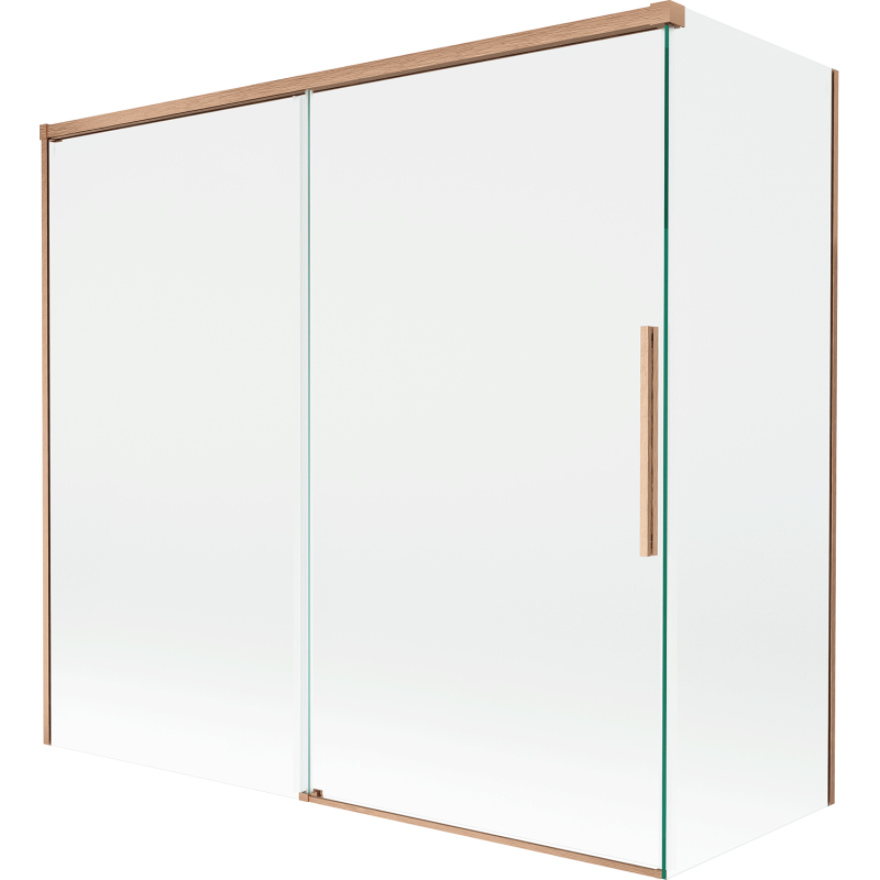 Mexen Rox mampara de baño de 2 hojas correderas 170 + 75 x 150 cm, transparente, cobre cepillado - 8C9-170-075-65-00