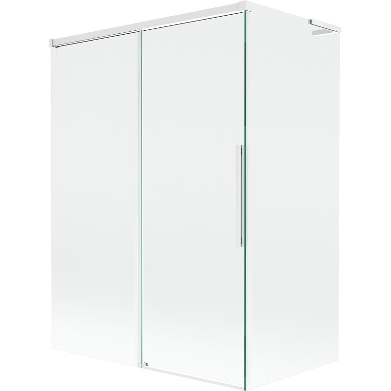 Mexen Rox L vannivalvur, 2-osaline, lükand, 120 + 70 x 150 cm, läbipaistev, valge - 8C9L-120-070-20-00