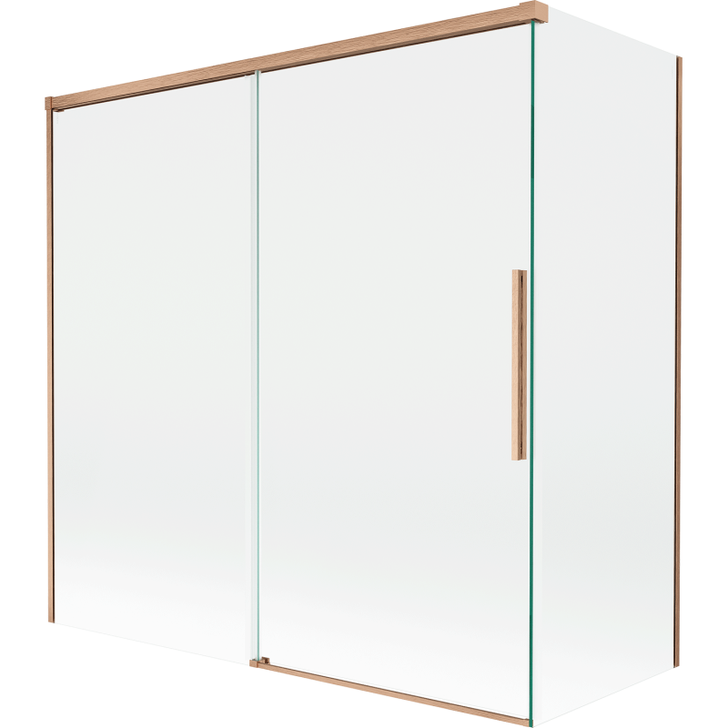 Mexen Rox biombo de ducha corredero de 2 puertas 160 + 80 x 150 cm, transparente, cobre cepillado - 8C9-160-080-65-00