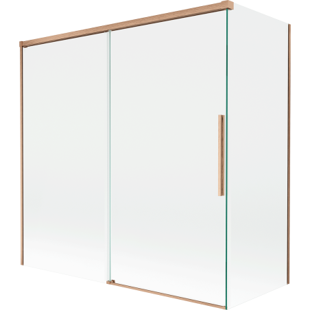 Mexen Rox biombo de ducha corredero de 2 puertas 160 + 80 x 150 cm, transparente, cobre cepillado - 8C9-160-080-65-00