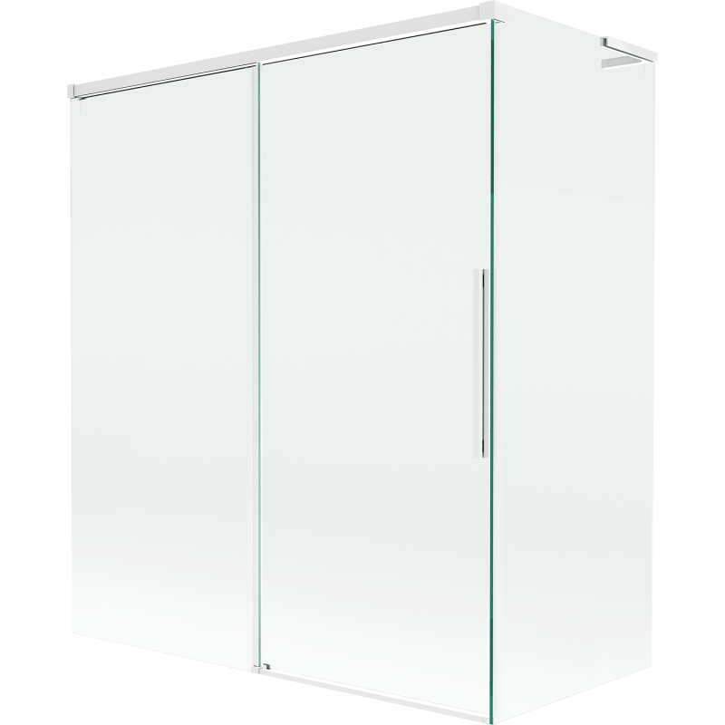 Mexen Rox L badwandscherm 2-delig schuifbaar 140 + 70 x 150 cm, transparant, wit - 8C9L-140-070-20-00