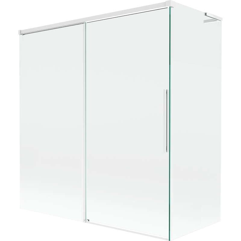 Mexen Rox L Badewannen-Abtrennung 2-flügelig, verschiebbar, 150 + 70 x 150 cm, transparent, weiß - 8C9L-150-070-20-00
