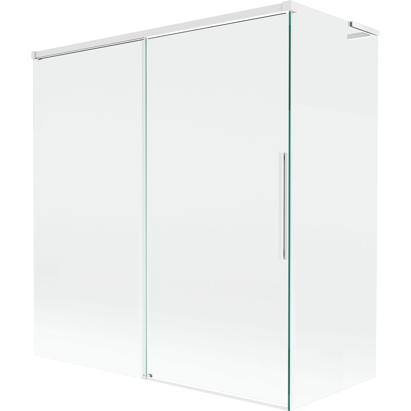 Mexen Rox L dušinurk 2-leheline liuguks 150 + 70 x 150 cm, läbipaistev, valge - 8C9L-150-070-20-00