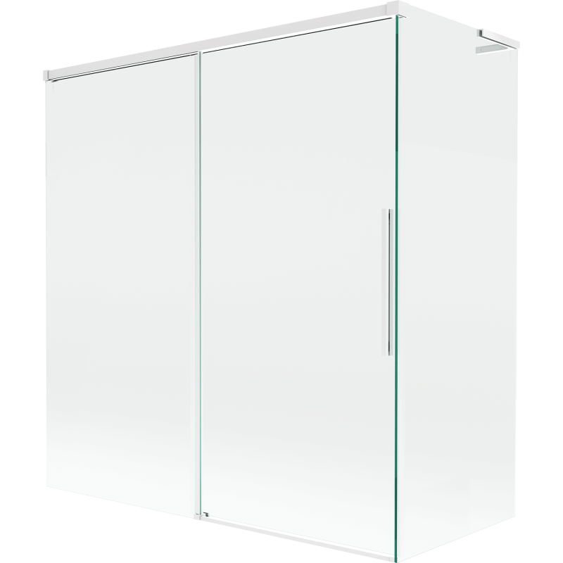 Mexen Rox L Tvådelad skjutbar badrumsskärm 150 + 70 x 150 cm, transparent, vit - 8C9L-150-070-20-00