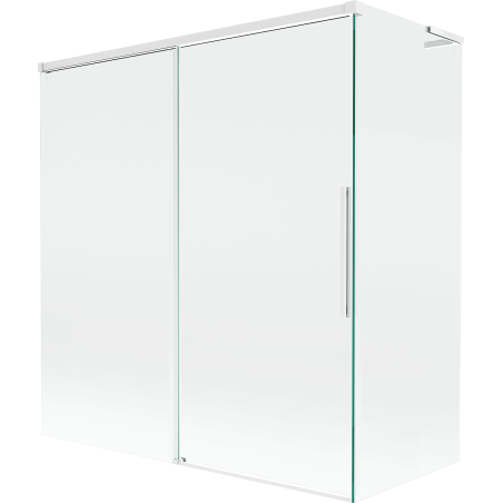 Mexen Rox L 2-flillege verschiwwend Duschewand 150 + 70 x 150 cm, transparent, wäiss - 8C9L-150-070-20-00