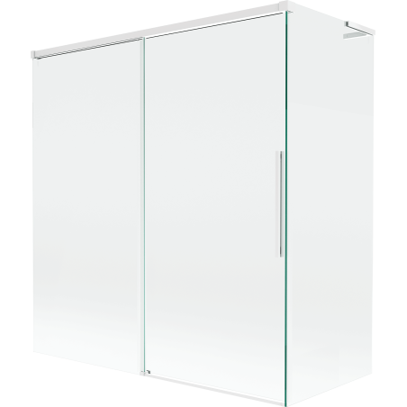 Mexen Rox L parawan nawannowy 2-skrzydłowy rozsuwany 150 + 70 x 150 cm, transparent, biały - 8C9L-150-070-20-00