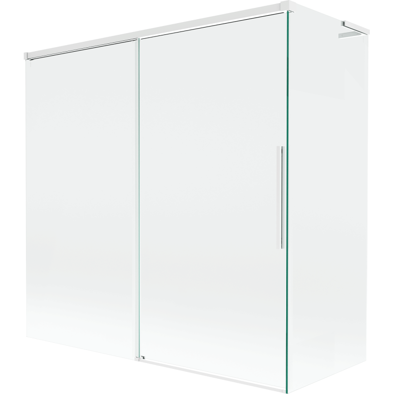 Mexen Rox L parawan nawannowy 2-skrzydłowy rozsuwany 160 + 70 x 150 cm, transparent, biały - 8C9L-160-070-20-00