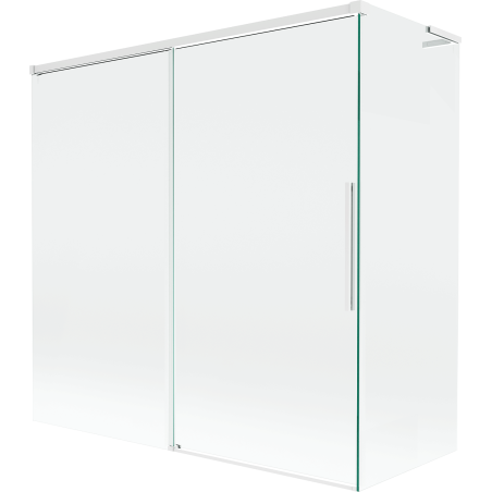 Mexen Rox L badwand 2-vleugelige schuifbare 160 + 70 x 150 cm, transparant, wit - 8C9L-160-070-20-00