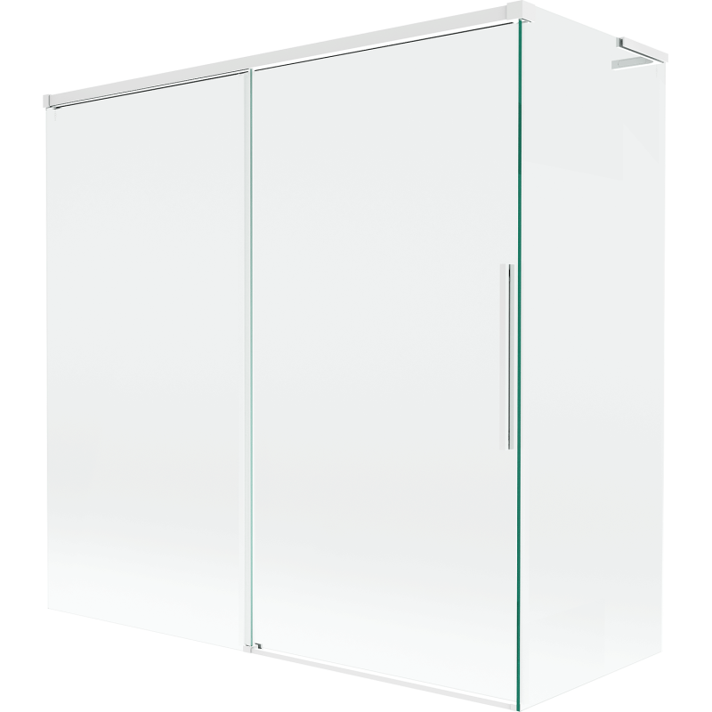Mexen Rox L Badewannenabtrennung, 2-flügelig, verschiebbar 160 + 75 x 150 cm, transparent, weiß - 8C9L-160-075-20-00