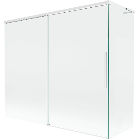 Mexen Rox L parawan nawannowy 2-skrzydłowy rozsuwany 180 + 80 x 150 cm, transparent, biały - 8C9L-180-080-20-00