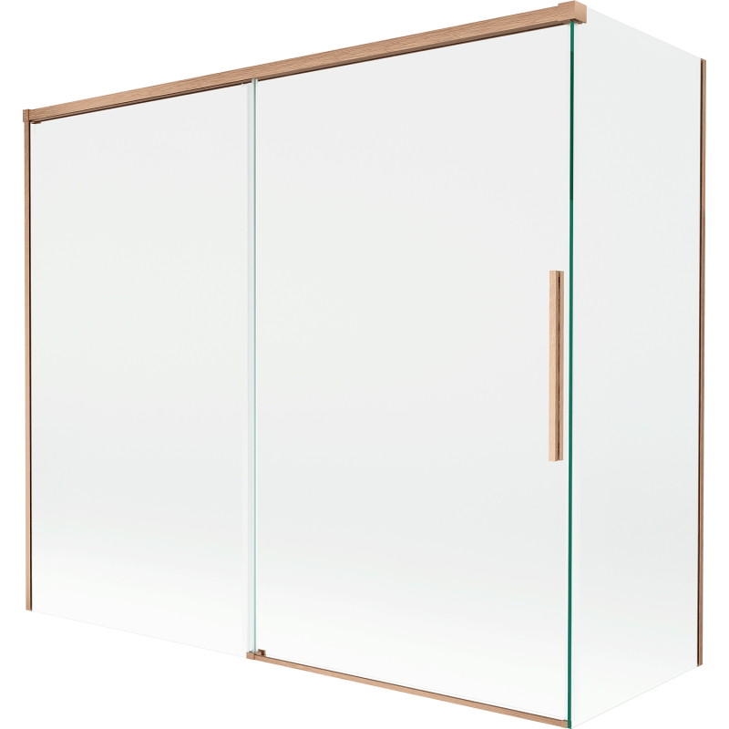 Mexen Rox vannisein 2-osaline lükanduks 180 + 80 x 150 cm, läbipaistev, harjatud vask - 8C9-180-080-65-00