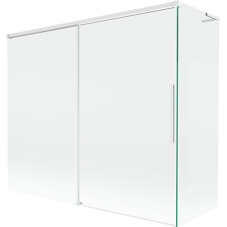 Mexen Rox L Badewannenabtrennung 2-flügelig schiebbar 180 + 90 x 150 cm, transparent, weiß - 8C9L-180-090-20-00