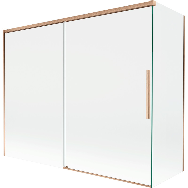 Mexen Rox 2-osaline lükandustega vanniekraan 190 + 80 x 150 cm, läbipaistev, harjatud vask - 8C9-190-080-65-00
