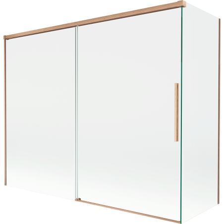 Mexen Rox biombo de baño de 2 alas correderas 190 + 80 x 150 cm, transparente, cobre cepillado - 8C9-190-080-65-00