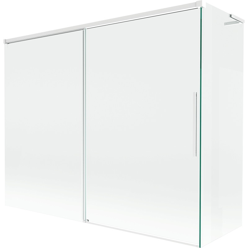 Mexen Rox L vannina paravan 2-uksega liuglev 190 + 90 x 150 cm, läbipaistev, valge - 8C9L-190-090-20-00