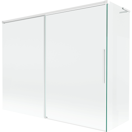 Mexen Rox L vannina paravan 2-uksega liuglev 190 + 90 x 150 cm, läbipaistev, valge - 8C9L-190-090-20-00