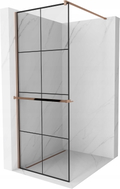 Mexen Kioto+ tuš zid s policom Walk-in 80 x 200 cm, crna rešetka, rozo zlato - 800-080-121-60-77