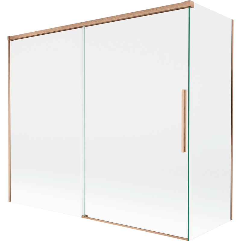 Mexen Rox Duschabtrennung, 2-flügelig verschiebbar 180 + 90 x 150 cm, transparent, gebürstetes Kupfer - 8C9-180-090-65-00