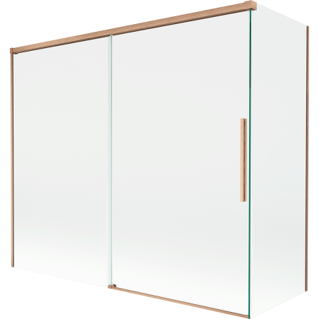 Mexen Rox Duschabtrennung, 2-flügelig verschiebbar 180 + 90 x 150 cm, transparent, gebürstetes Kupfer - 8C9-180-090-65-00