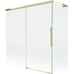 Mexen Rox L 2-deeler rutsche Buedem-Schierm 150 + 70 x 150 cm, transparent, gëllen - 8C9L-150-070-50-00