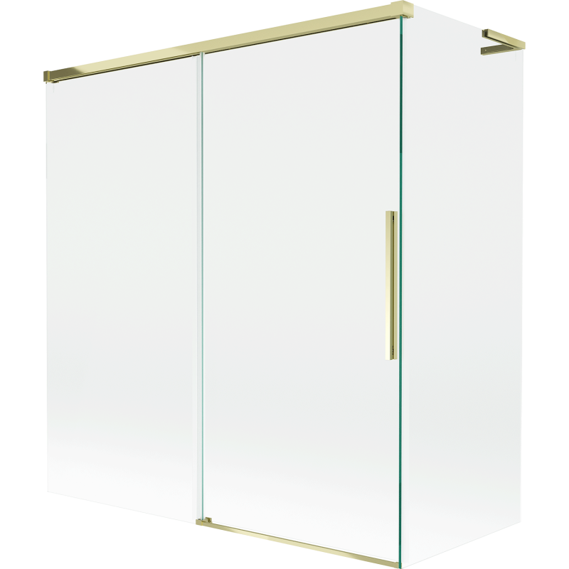 Mexen Rox L Duschabtrennung, 2-flügelig verschiebbar 150 + 70 x 150 cm, transparent, gold - 8C9L-150-070-50-00