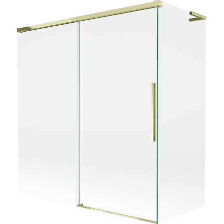 Mexen Rox L Duschabtrennung, 2-flügelig verschiebbar 150 + 70 x 150 cm, transparent, gold - 8C9L-150-070-50-00