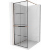 Mexen Kioto+ ścianka prysznicowa z półką Walk-in 70 x 200 cm, czarna kratka, różowe złoto - 800-070-121-60-77