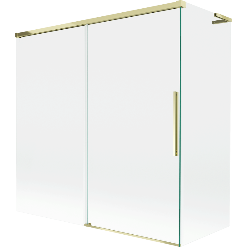 Mexen Rox L Duschwand für Badewanne, 2-flügelig verschiebbar 170 + 75 x 150 cm, transparent, gold - 8C9L-170-075-50-00