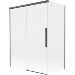 Mexen Rox kahepoolne vannisein, liuglev 120 + 70 x 150 cm, läbipaistev, gun gray harjatud - 8C9-120-070-66-00