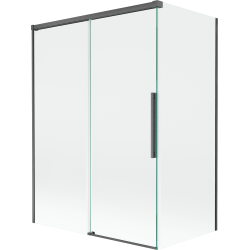 Mexen Rox pára-sol de duche de 2 folhas deslizante 120 + 70 x 150 cm, transparente, cinza escovado - 8C9-120-070-66-00