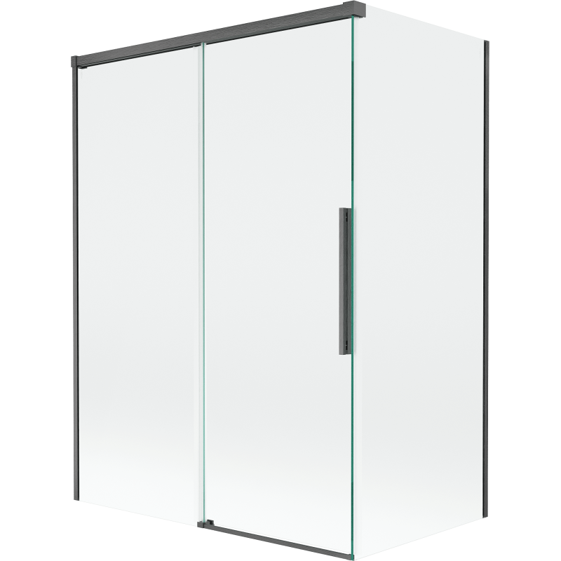 Mexen Rox parawan nawannowy 2-skrzydłowy rozsuwany 120 + 70 x 150 cm, transparent, gun gray szczotkowany - 8C9-120-070-66-00