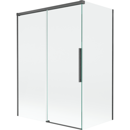 Mexen Rox parawan nawannowy 2-skrzydłowy rozsuwany 120 + 70 x 150 cm, transparent, gun gray szczotkowany - 8C9-120-070-66-00