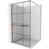 Mexen Kioto+ Duschwand mit Regal Walk-in 100 x 200 cm, schwarzes Gitter, Roségold - 800-100-121-60-77