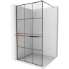 Mexen Kioto+ paroi de douche avec étagère Walk-in 100 x 200 cm, grille noire, or rose - 800-100-121-60-77