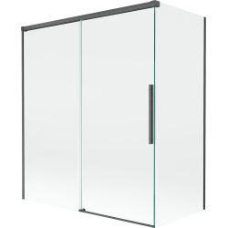 Mexen Rox klizni paravan za kadu, 2-krilni, klizni, 140 + 70 x 150 cm, transparentan, brušeni tamno sivi - 8C9-140-070-66-00